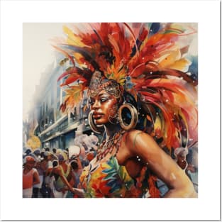 Carnival in Rio de Janeiro Watercolor Pattern #1 Posters and Art